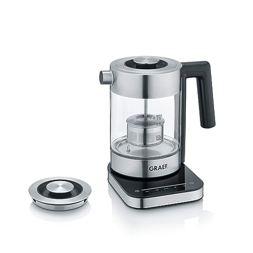 GRAEF WK350 Glass Kettle with Temperature Control, 1 Litre Capacity, Touch Display and Filter Coffee and Tea Maker Functions