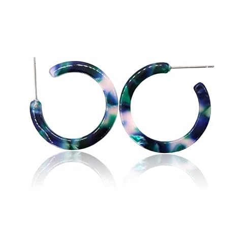 Women's Tortoise Shell Hoop Earrings | Fashionable Summer Hoop and Stud, Acetate, Acrylic, Resin, Gift, Gift for Her Cover