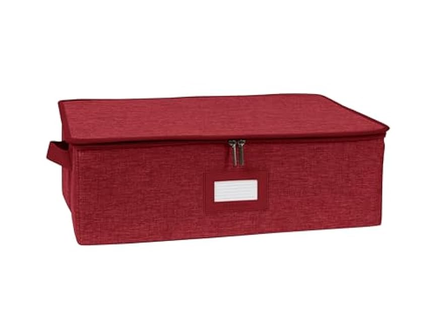 Covermates Platter Serveware Storage Box - Durable Polyester, Dual Zippers, Carrying Handles, ID Window, Kitchen Storage, Red Heather