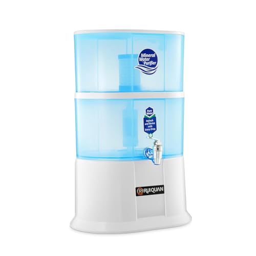 Image of Ruiquan 20L Gravity Water Purifier with Mineral Pot | UF Filter, Non-Electric | Stylish White Design for Office & Home Gravity-Based UF Filter for Clean, Safe Drinking Water