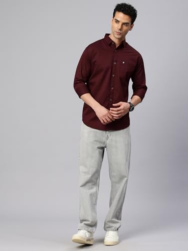 Image of Majestic Man Comfort Slim Fit Solid Pure Cotton Casual Shirt