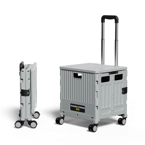 Gorocking ショッピングカート 折りたたみ ストッパー付き 静音キャスター 3色 買い物カート (グレー, M (4輪))