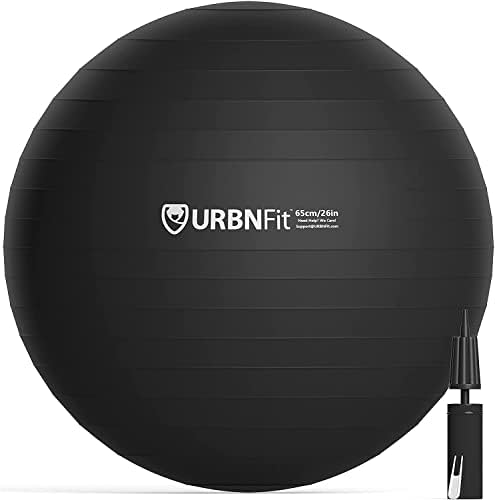 URBNFit Exercise Ball - Yoga Ball for Workout, Pilates, Pregnancy, Stability - Swiss Balance Ball w/Pump - Fitness Ball Chair for Office, Home Gym, Labor- Black, 30 in