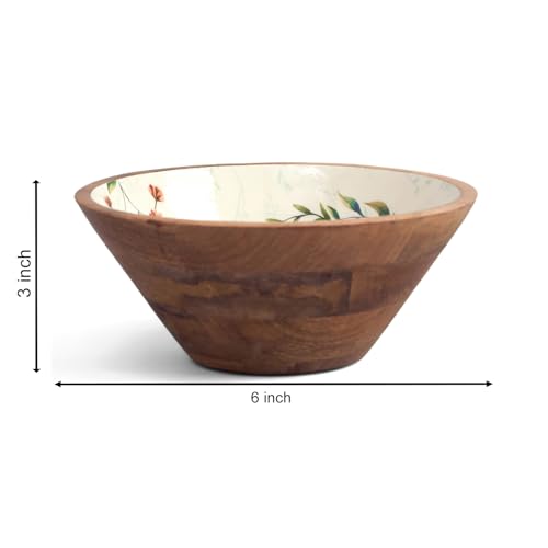Image of SAAGA Mango Wood Nuts Bowl Set of 2-6 x 3 Inch Decorative Wooden Snack & Dry Fruit Bowls | Soup Serving Katori for Kitchen & Dining - Garcinia Papyrus Finish