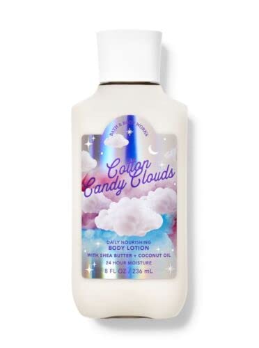 Cotton Candy Clouds - Loción corporal de manteca de karité + aceite de coco, 8 onzas líquidas, 8.0 fl oz