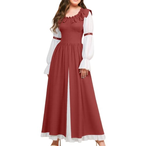 Vestido renacentista largo de mujer con corsé medieval de línea A