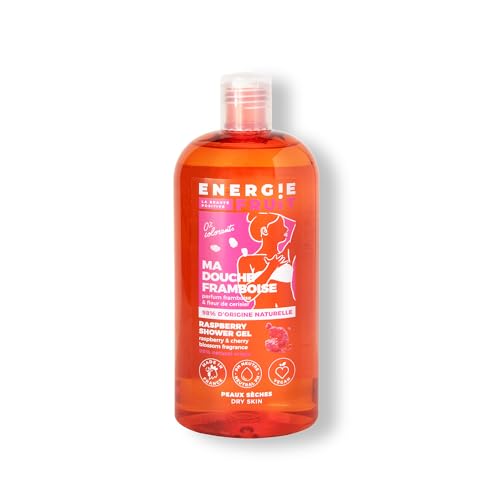 ENERGÍA FRUIT | Gel de ducha pH neutro | Frambuesa y flor de cerezo | Piel seca | Vegano | 500 ml