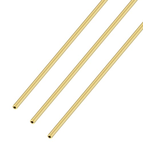 iMeistek Tubo de latón, 3 mm OD 0,75 mm de grosor de pared de 300 mm de longitud, tubos redondos de latón recto sin costuras para marcos decorativos, manualidades (3 piezas)