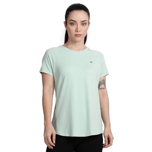 Image of Lavos Women's Regular Fit T-Shirt with Half Sleeve Round Neck, Bamboo & Cotton Gym, Yoga and Sports Wear for Women