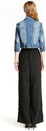 Track Seven Juniors Basic Half Sleeve Slim Cropped Casual Jeans Jacket Blue