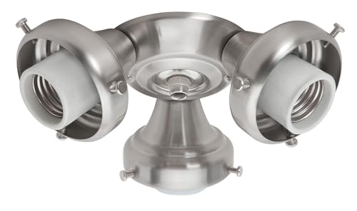 Image of Hunter Three Light Nickel Fitter for Ceiling Fan, Brushed Nickel | Ceiling Fan Light Kit Base & Replacement, Compatible with Hunter & Casablanca, 99136