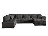 Ecksofa Niko LED Beleuchtung mit Fernbedienung im Set, Eckcouch mit Schlaffunktion, Sofa U-Form Couch vom Hersteller, Farbauswahl Wohnlandschaft (Soft 020 + Majorka 03, Seite: Rechts)