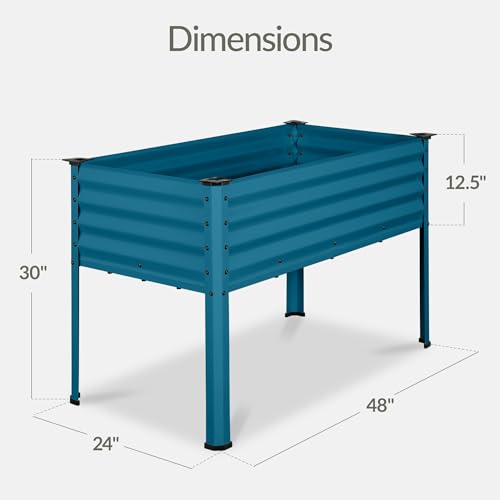 Image of Best Choice Products 48x24x30in Galvanized Raised Garden Bed, Metal Elevated Planter Box, Vegetable Garden for Backyard, Patio, Balcony, 100% Non Toxic Materials - Peacock Blue