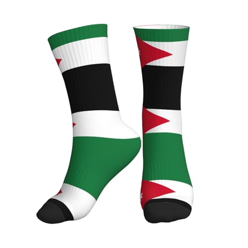 Jordanian Flag Women Men Mid Tube Crew Socks Athletic Running Socks Sport Wicking Suitable Gym Hiking