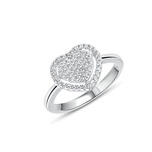 Bague cœur argent 925 d'exception et oxydes de zirconium scintillants