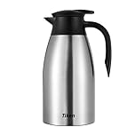 Tiken 2L Thermal Coffee Carafe Jug, Stainless Steel Insulated Vacuum Coffee Pot Flask for Tea Hot and Cold Drinks