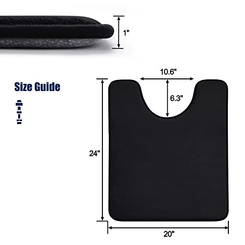 Image of YIHOUSE Memory Foam Bath U Shape Toilet Mat Non Slip Absorbent Soft Floor Rugs for Bathroom Machine Washable Carpet Bathroom mat U-Shape 20 inch X 24 inch Black