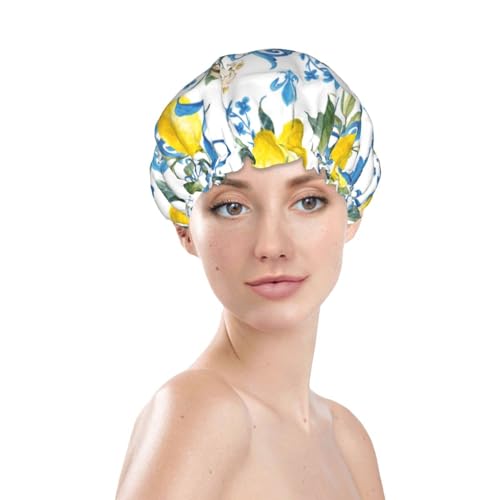 Bonnet de douche imperméable avec doublure et ourlet extensible