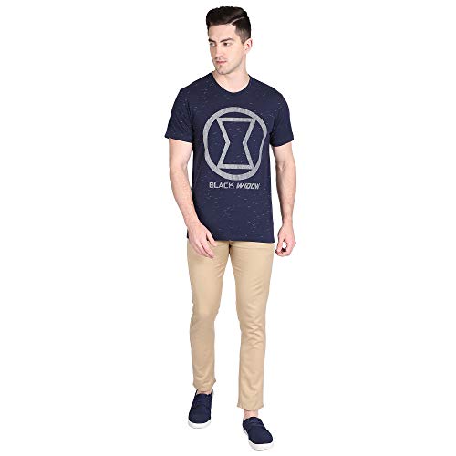 Image of Free Authority Black Widow Printed Regular Fit Blue Cotton Men's T-Shirt