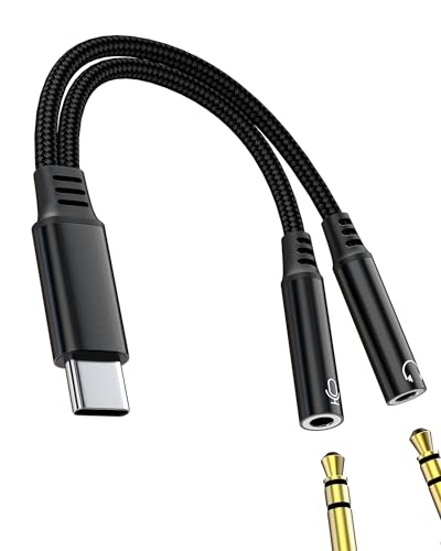 3.5mm Headset Splitter for iPhone 16 15 Pro Max AUX to USB