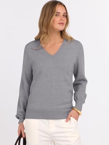 Image of ANRABESS Women's Long Sleeve V Neck Basic Sweaters | Classic Pullover Tops,Soft Loose,Business Casual Work,Travel Vacation,All Day Wear,Fall Spring Outfits,Winter Layer Clothing