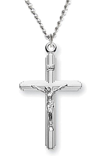 Heartland Women's Sterling Silver Crucifix with Cross on Cross Pendant + USA Made + Chain Choice
