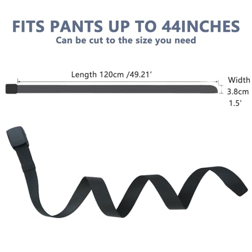 3PCS Men's Nylon Tactical Belt, Black, 47in (44in Waist)2