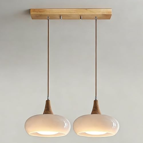 Lustre vintage orange blanc en verre laiteux avec abat jour tambour et suspension mid century 28cm