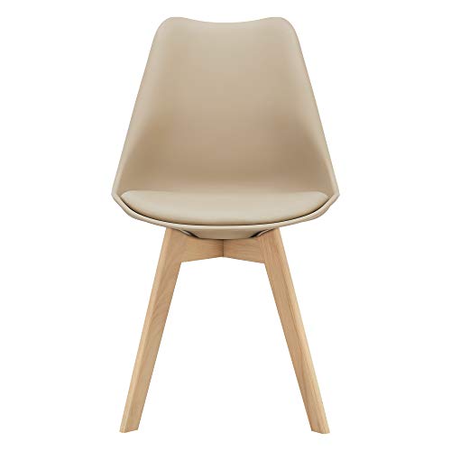 Set FläTen Di 4 Sedie Da Sala Con Seduta Imbottita Rivestimento In Similpelle Beige [En.Casa] - 4