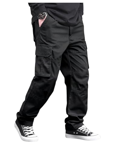 Verdusa Men's Drawstring Waist Straight Leg Cargo Pants with Pockets