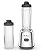 Moulinex Mix & Move LM15FD - Batidora individual, con potencia de 300 W, batidora smoothie de 4 cuchillas con 2 recipientes portátiles de 600 ml, 1 velocidad, para zumos y smoothies, acero inoxidable
