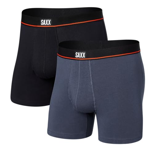 SAXX Underwear Co. Men's Non-Stop Stretch Cotton Boxer Brief Fly 2pk, Core