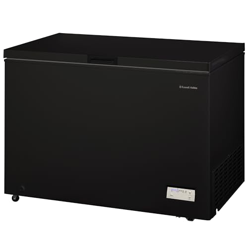 Russell Hobbs Free Standing Chest Freezer, 300 Litres, Low Noise, Garage Safe, Counterbalance Lid, Front Drain Hole, 1.8m Cord, Castor Wheels, 5 Year Registered Guarantee Black, RH300CF201B