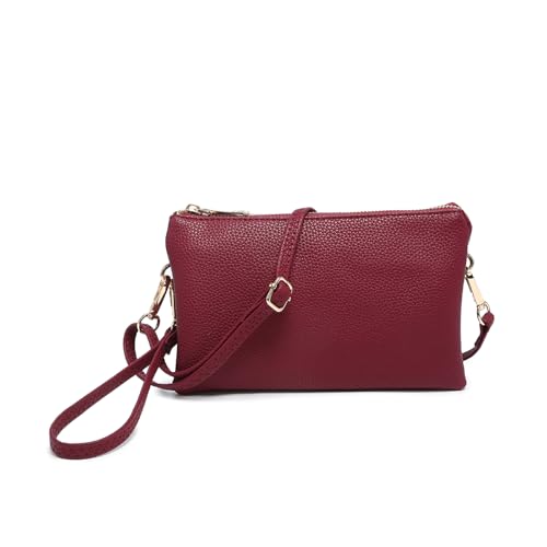 Image of JEN & CO. Riley Crossbody Bags for Women Vegan Leather Wristlet Clutch Wallet Purses Handbags with 2 Straps