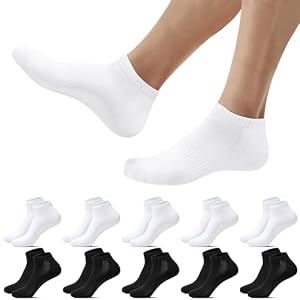 Falechay 10 Paar Sneaker Socken Damen 39-42 Sportsocken Damen Schwarz Weiß