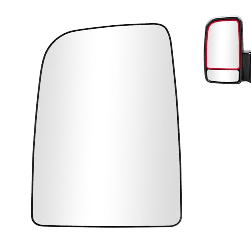 SENZEAL Cristal de Espejo Izquierdo Lado del Conductor Calefactado con Placa de Soporte para Mercedes-Benz Sprinter 906 2006-2018 VW Crafter 2006-2016 A0028115233 2E0857587D (Superior Izquierda)