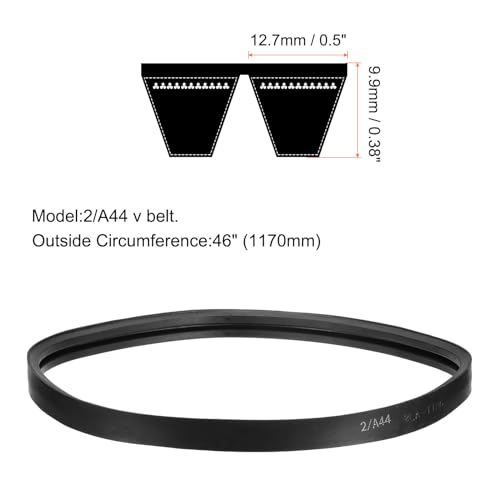 Image of uxcell 2 /A44 or 2 /4L460 Banded V-Belt Classic Wrapped Rubber, 2 Banded /2 Ribs, A Profile, 44 inch(1120mm) Inside Circumference