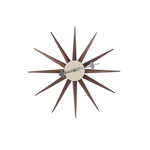 SHISEDECO Wooden Mid Century Art Wall Clock, Decorative Modern Silent Sunburst Wall Clock for Home, Kitchen,Living Room,Office etc. - Colorful Retro Design(Sunburst Clock Walnut)