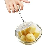 Machacador de patatas | Utensilios de cocina robustos integrados de acero inoxidable con prensador de alimentos | para ensalada de mantequilla de calabaza, salsa de carne