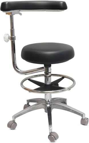 LIMKOMES Round Rolling Stool with Seat and Footrest Dental Chair with Rotatable Armrests for Dentist Office...