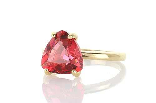 Bague tourmaline rose trillion or pierre triangle bague cocktail