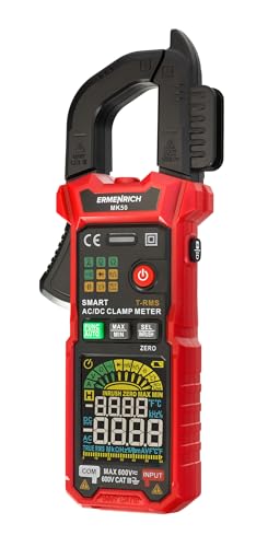 Ermenrich Ping MK50 Digitales Zangen-Multimeter AC/DC, Kapazität, Frequenz, Tastverhältnis, Thermoelement, TRMS, Widerstands- und Durchgangstest, NCV, Smart Funktion, Taschenlampe, Auto-Off