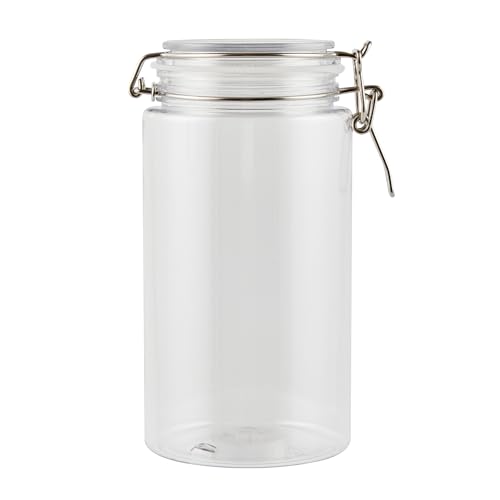 Restaurantware Food Container 2 Count 51 oz Plastic Airtight HInged Lid Jar Storage Canister Clear Wide Mouth