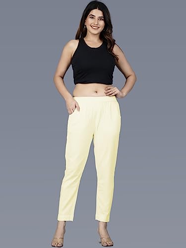 Image of Regular Fit Fully Elastic Waist Ankle Length Premium Cotton Casual Trouser Pant (Combo Pack of 2)