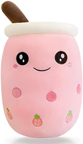 GRTLPOK Kawaii Boba Plush Pillow 35CM Soft Stuffed Toys Cartoon Cushion Super Soft Sleeping Hugging Pillow Birthday Gifts for Girls