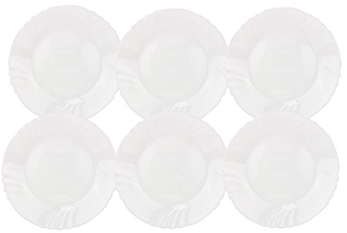 Bormioli Rocco EBRO - Set di 6 piatti da dessert, piatti piccoli, 20 cm, in vetro temperato opale