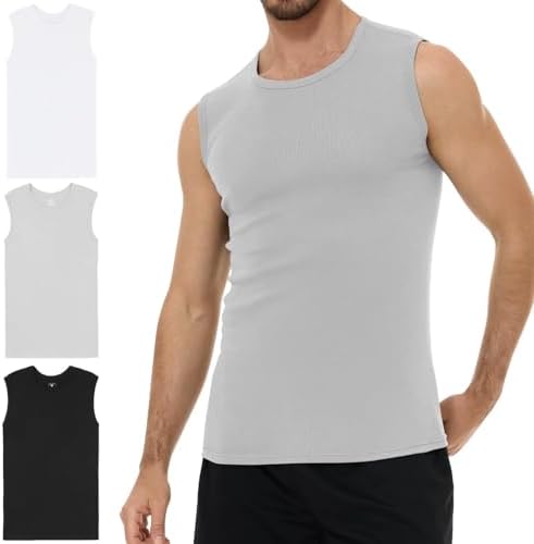 YouShow Tank Top Herren 3er Pack 100% Baumwolle Ärmellos Unterhemd | Breite Träger für mehr Abdeckung, weich und atmungsaktiv, feuchtigkeitsabsorbierend, vielseitig tragbar, etiket