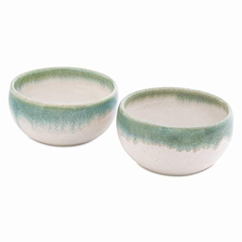 Artisan Mezcal Clay Cups | Handcrafted And Hand Painted Copitas | The Proper Traditional Vessel For Mezcal And Tequila And Other Neat Agave Spirits| Made In The Usa | Set Of 2 (White With Green Rim) #TOP1
