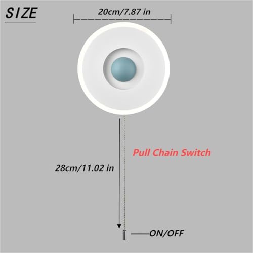 Image of Modern Round Acrylic LED Wall Sconce 18W-4000K Modern Wall Light with Pull Chain Switch Bedside Bathroom Bedroom Living Room Hallway Stairs