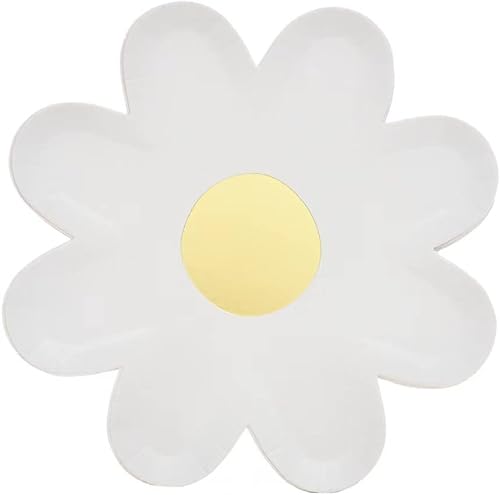 Miniatura 1 de LENHON 10 platos desechables de papel floral de margarita, platos de postre de papel desechables de flores de verano para platos temáticos de